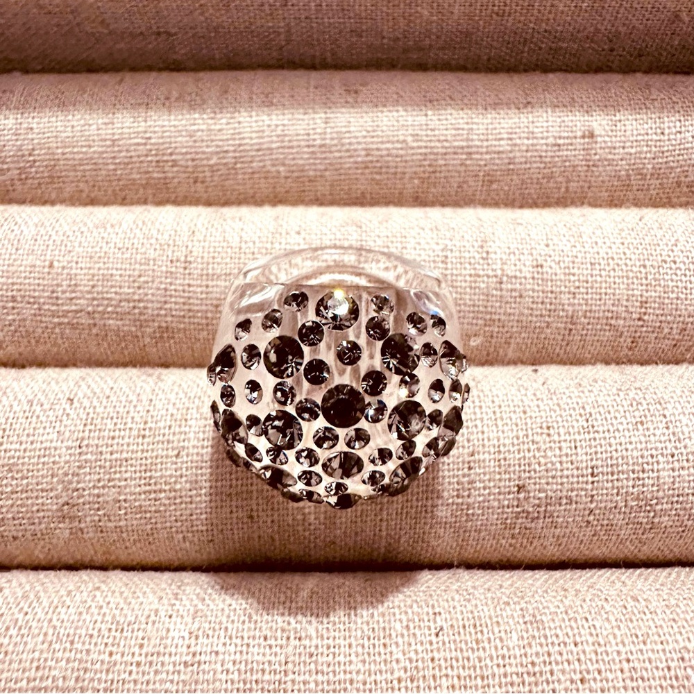 bp| Ring | Disco Ball Plastic Ring with Grayish Stones | Modern | Disco